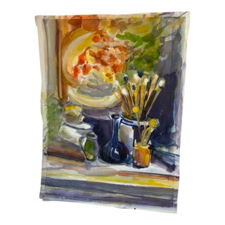 Vintage French Still Life Water Color Painting For Sale