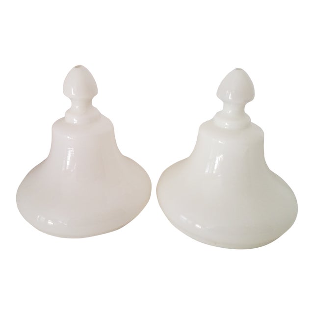 Vintage 1970s Milk Glass Finials - a Pair For Sale