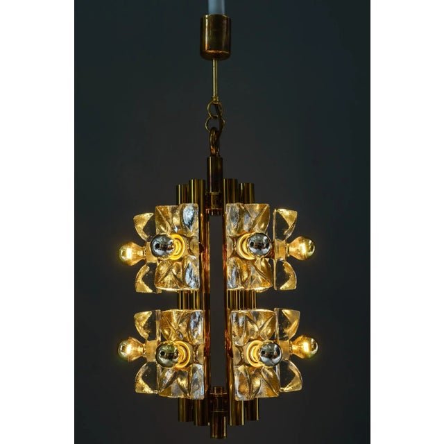 Sische Glass and Brass Chandelier, Vienna, 1960s For Sale - Image 11 of 15
