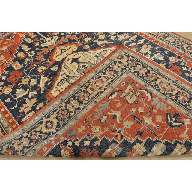 Heriz Rug 9’10” X 13’11” Orange Wool Traditional Hand-Knotted Carpet For Sale - Image 14 of 15