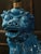 1960s Vintage Turquoise Ceramic Foo Dog Table Lamp, 1960s For Sale - Image 5 of 9