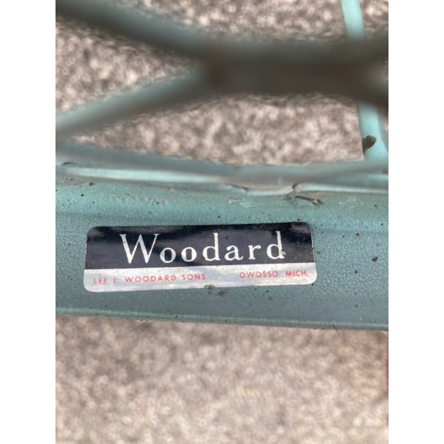 Blue Vintage Woodard Wrought Iron Blue Daisy Patio Table & 4 Chairs For Sale - Image 8 of 12