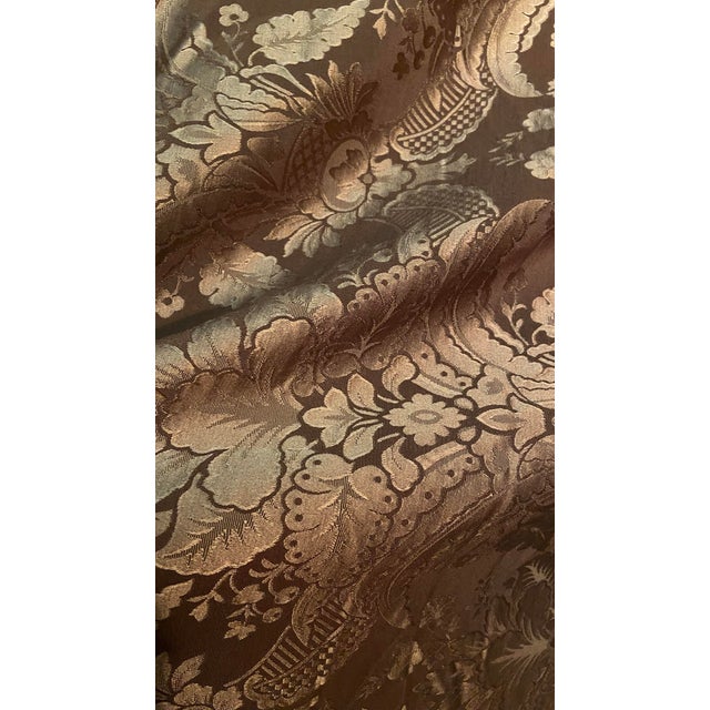 Brown Italian Damask Silk Fabric Brown and Gold 1 Yard For Sale - Image 8 of 12