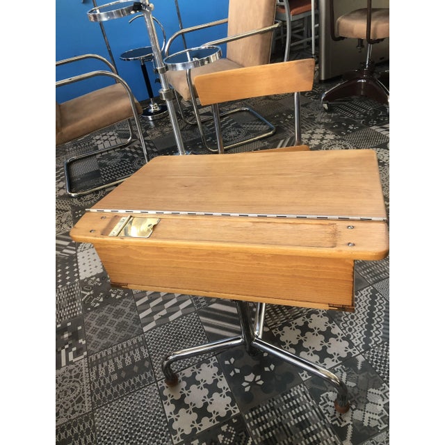 Beech Wood School Table, Czechoslavakia, 1940s For Sale - Image 13 of 14