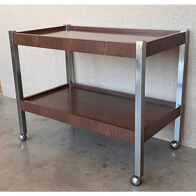 Italian Mid-Century Modern Rolling Bar/Serving Cart For Sale - Image 6 of 12