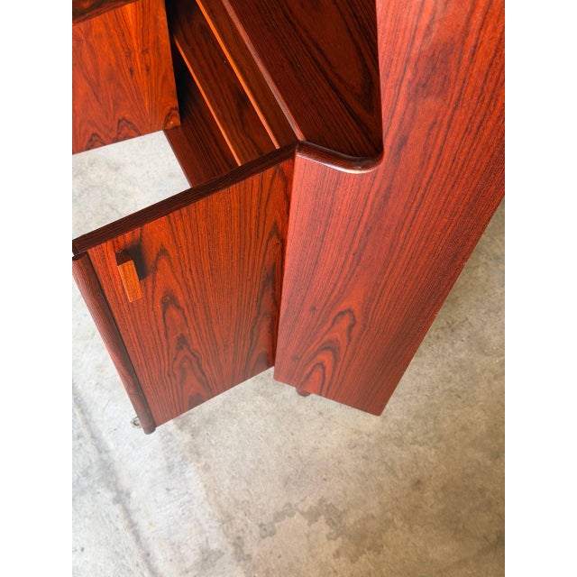 Rosewood Corner Cabinet With Stained Glass Storage Hutch Danish Mid-Century Modern 1960s For Sale - Image 9 of 12