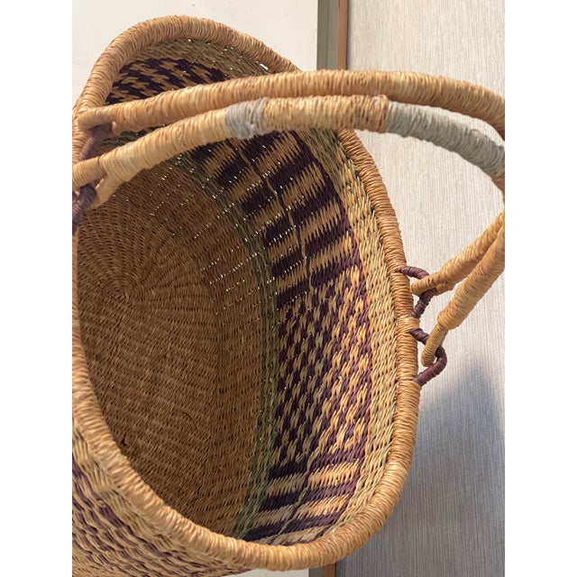 French Antique Handwoven French Market Basket For Sale - Image 3 of 6
