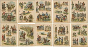 Military Costume, 1890s, Paper, Set of 10