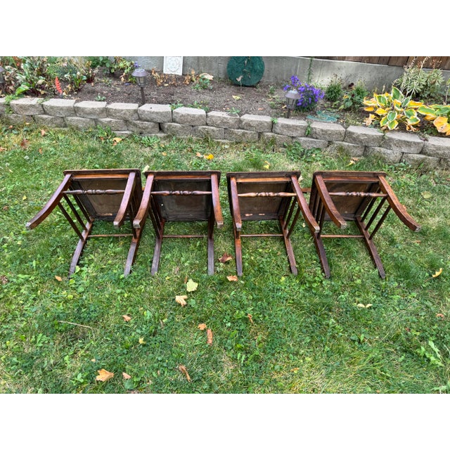 Wood Antique Luterma Estonian Dining Chairs With Patterned Seats, Set of 4 For Sale - Image 7 of 18
