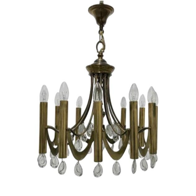 Brass Chandelier attributed to Gaetano Sciolari, 1960s For Sale