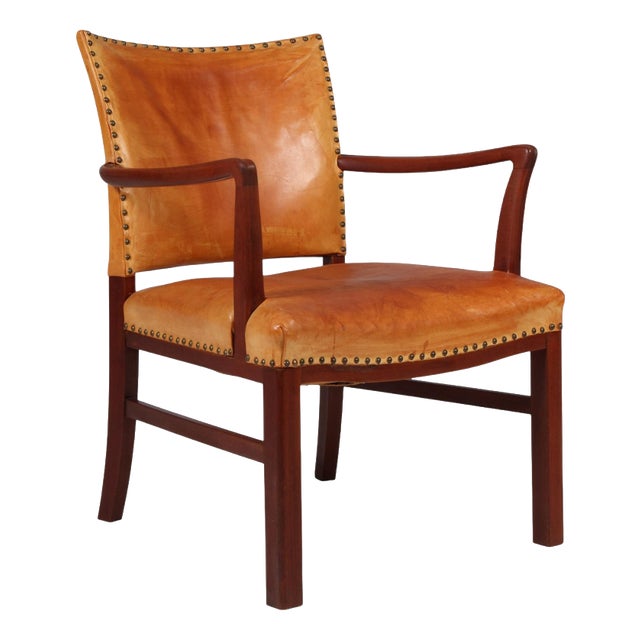 Polexim Armchair in Patinated Nature Leather by Kaare Klint, 1940s For Sale
