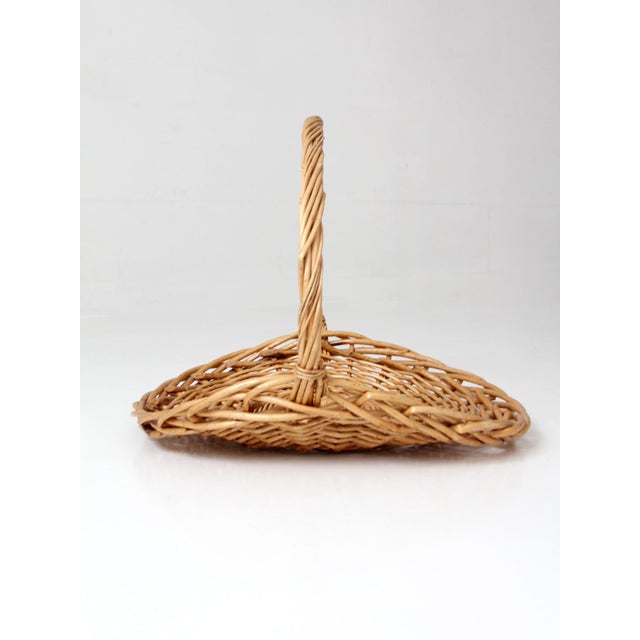 Vintage Large Wicker Gathering Basket For Sale - Image 6 of 12