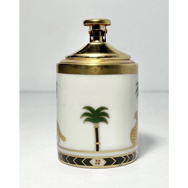 1990s Christian Dior "Casablanca" Porcelain Table Lighter & Round Ashtray Set For Sale - Image 11 of 16