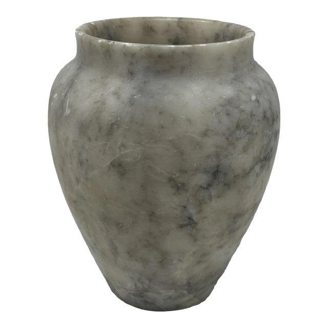 Antique Volterra Italian Alabaster Olive Vessel-Signed For Sale