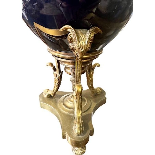 Antique Mid 19th Century Ink Blue Oil Lamps, Electrified - A Pair For Sale - Image 11 of 15