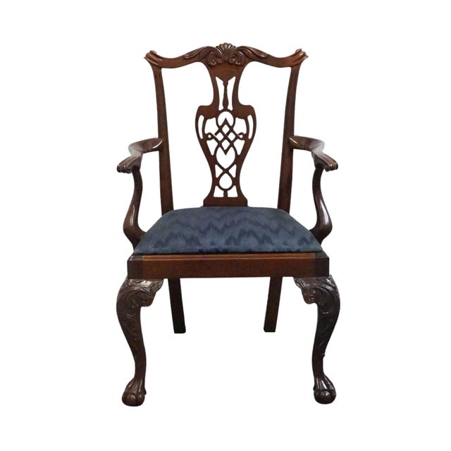 Chippendale High End Vintage Solid Mahogany Traditional Chippendale Style Dining Arm Chair 102488 For Sale - Image 3 of 10