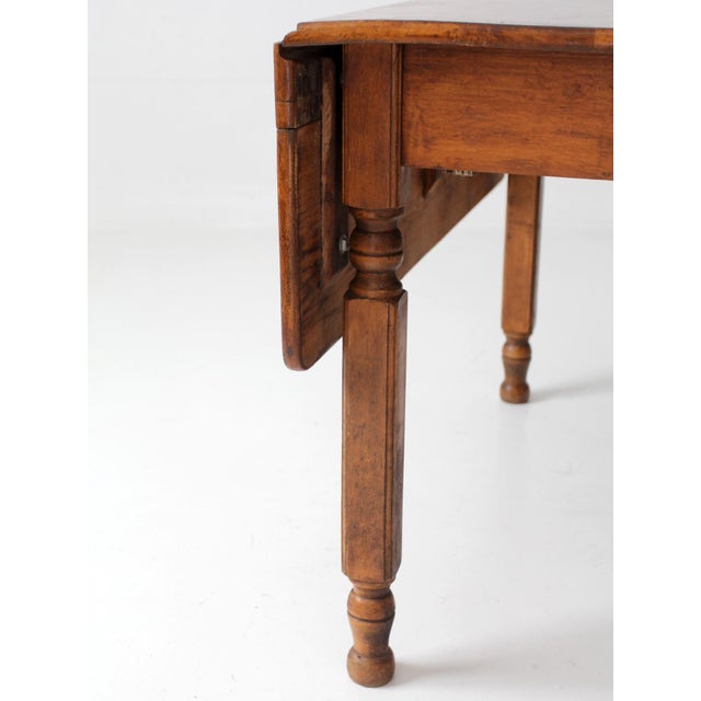Antique American Country Drop Leaf Table For Sale - Image 9 of 15