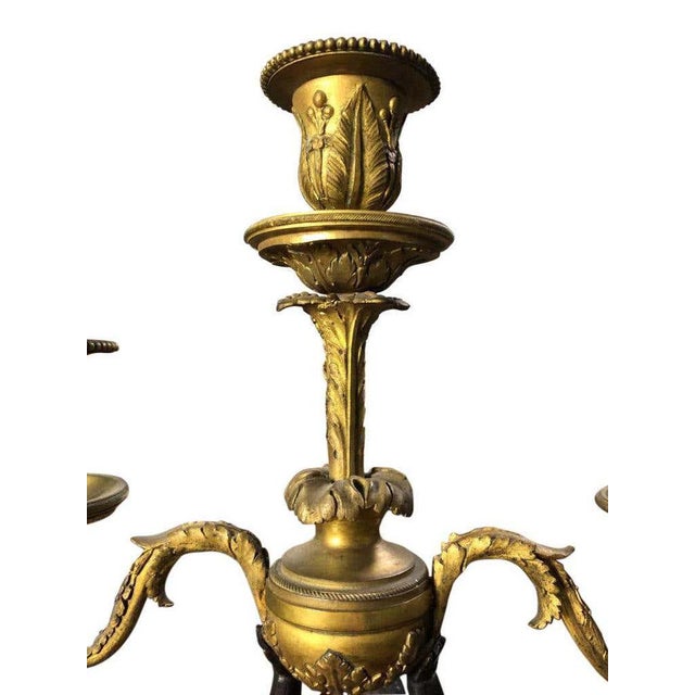 Metal Vintage Antique Bronze Louis Xv Candelabra, Set of 2 For Sale - Image 7 of 13