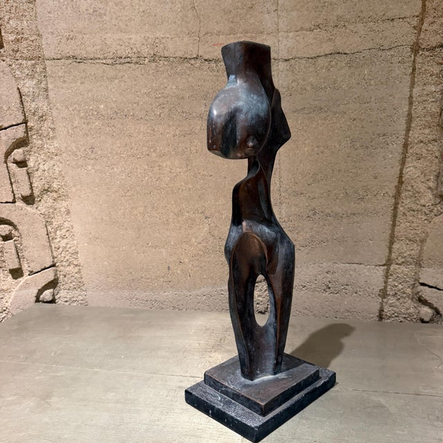Abstract Modern Faux Bronze Composite Sculpture Stylized Female Figure For Sale - Image 9 of 12