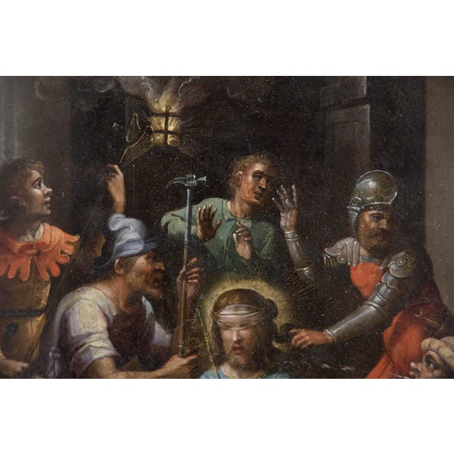 Italian Artist, The Mockery of Christ, Late 1600s, Oil on Copper, Framed For Sale - Image 4 of 11