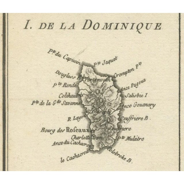 Map of Virgin Islands and Lesser Antilles by Rigobert Bonne, 1780 For Sale - Image 3 of 12