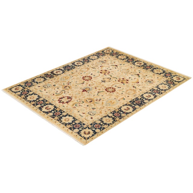 Sand Vintage Moroccan Hand Knotted Wool Area Rug, Sand - 7'10" X 10'3" For Sale - Image 8 of 9
