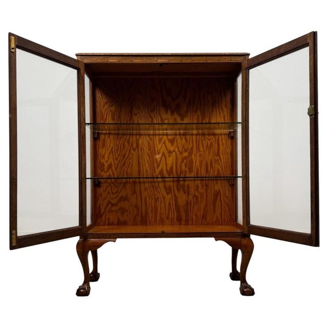 Early 20th Century Art Deco Oak Display Cabinet Vitrine, 1930s For Sale - Image 4 of 12