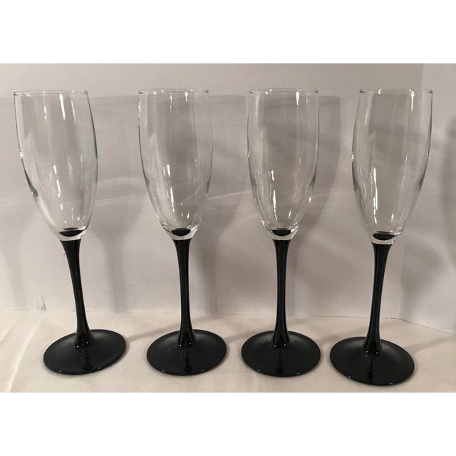 Vintage Black Stem Wine Glasses Set of 4 Chairish
