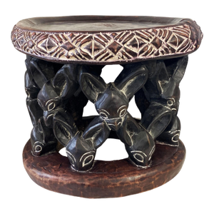 Vtg Nobility Bamileke Wooden Stool/Table Cameroon 18.5"Diameter