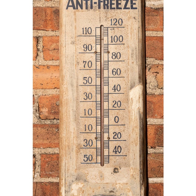 Vintage Wooden Marathon Permanent Anti-Freeze Thermometer For Sale - Image 4 of 5