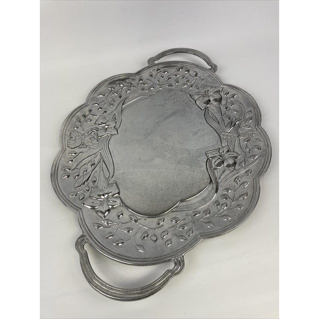 Lenox Lenox Butterfly Meadow Handled Serving Tray Iris Floral Metal Silver Platter For Sale - Image 4 of 9