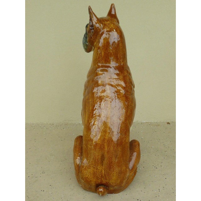 Italian 1970s Vintage Italian Boxer Dog Glazed Terra Cotta Model For Sale - Image 3 of 7