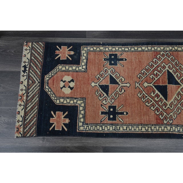 Textile 1970s Vintage Turkish Handmade Wool Cotton Orange Runner Rug For Sale - Image 7 of 11