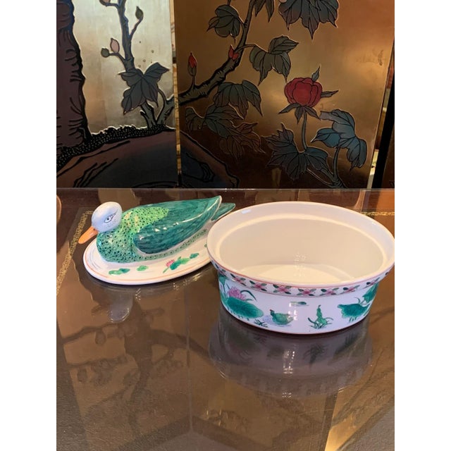 Vintage Porcelain Mandarin Duck Tureen For Sale - Image 4 of 6