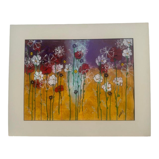 Jude Kirby Original Mixed Media Abstract Floral For Sale