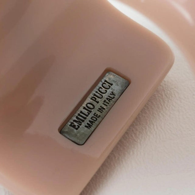 Baroque Emilio Pucci Italy Extra-Wide Pale Pink Resin Jeweled Cuff Bracelet For Sale - Image 3 of 11