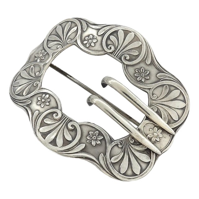 Late 19th Century Unger Brothers Sterling Silver Belt Buckle Brooch or Pin For Sale