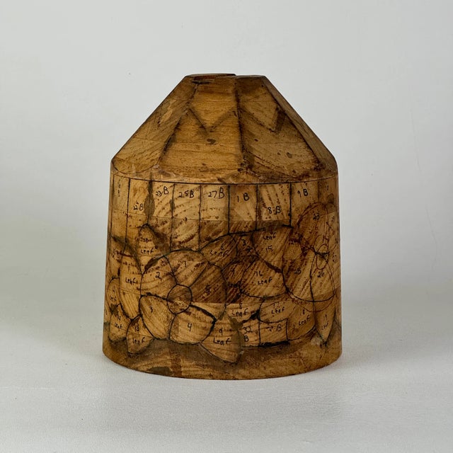 A rare to market Early-Mid 20th Century stained glass wood template form. This is what a glass maker would use to assemble...