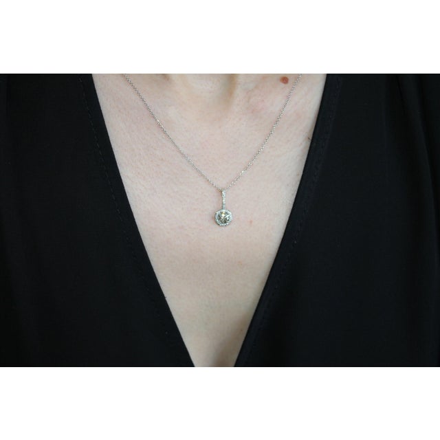 Metal Round Shape Brilliant Cut Solitaire Diamond Pave Halo Set 14 Karat White Gold For Sale - Image 7 of 8