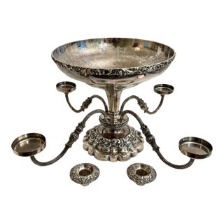 Early 20th Century Barker Ellis England Silver Over Copper Epergne For Sale