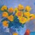 Brilliant Yellow Flowers in a Silver Vase Original Oil Painting For Sale - Image 4 of 5