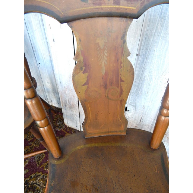Brown 19th Century Hand Decorated Plank Bottom Hardwood Chairs - Set of Six For Sale - Image 8 of 14