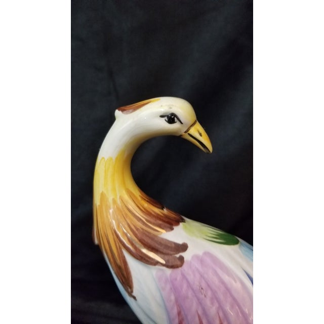 Vintage MCM Hand Painted, Portuguese Pereiras Birds Pheasants Figurine-Set of 2 For Sale - Image 4 of 7