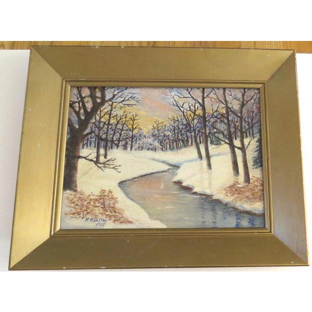 1950s Winter Scene River Bed Oil Painting, Framed For Sale In Denver - Image 6 of 9