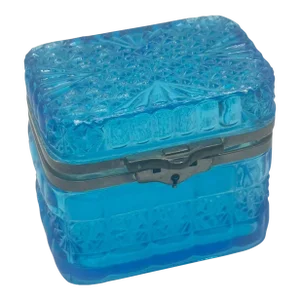 Blue Czechoslovakia Pressed Glass Box
