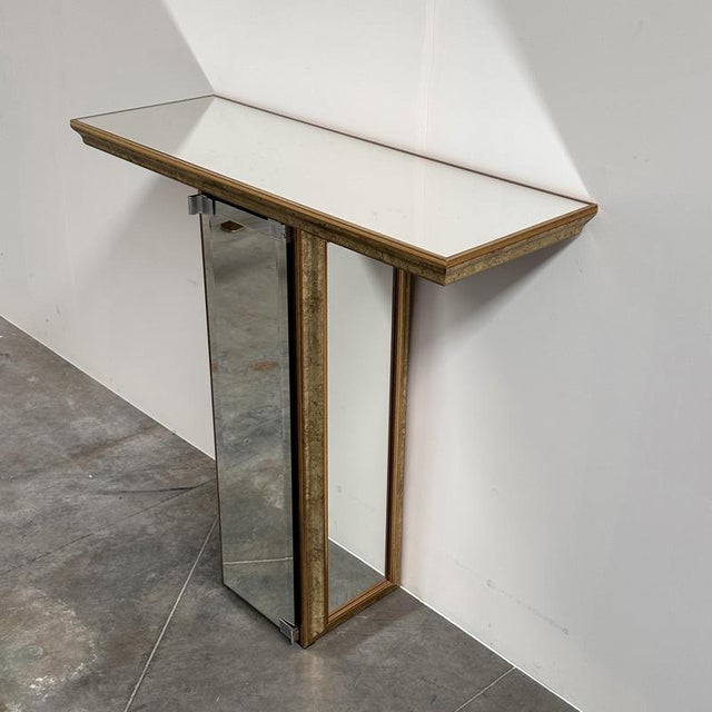 Late 20th Century Vintage Deknudt Mirrored Console Table with Hidden Cabinet, Belgium, 1970s For Sale - Image 5 of 10