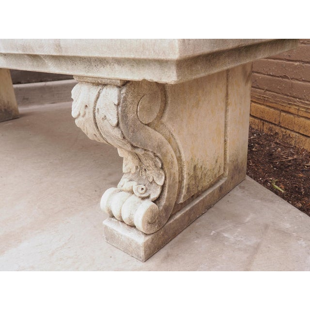 Carved Stone Garden Bench With Arched Back and Acanthus Sides Chairish