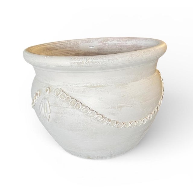 2020s White Washed Mediterranean Festoon Planter For Sale - Image 5 of 6
