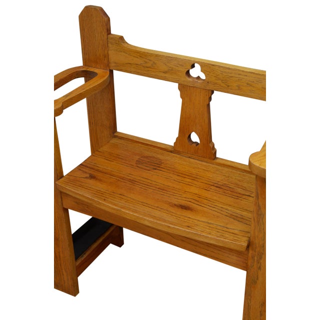 Narrow Arts & Crafts Oak Bench, 1900s For Sale - Image 6 of 9