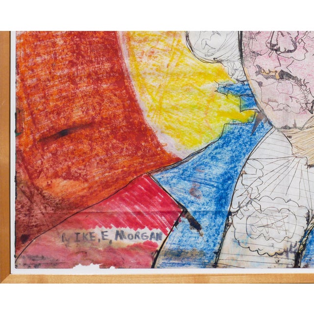 Red Ike E. Morgan “Untitled” Orange, Blue & Yellow Abstract Portrait of George Washington, 1990s For Sale - Image 8 of 12